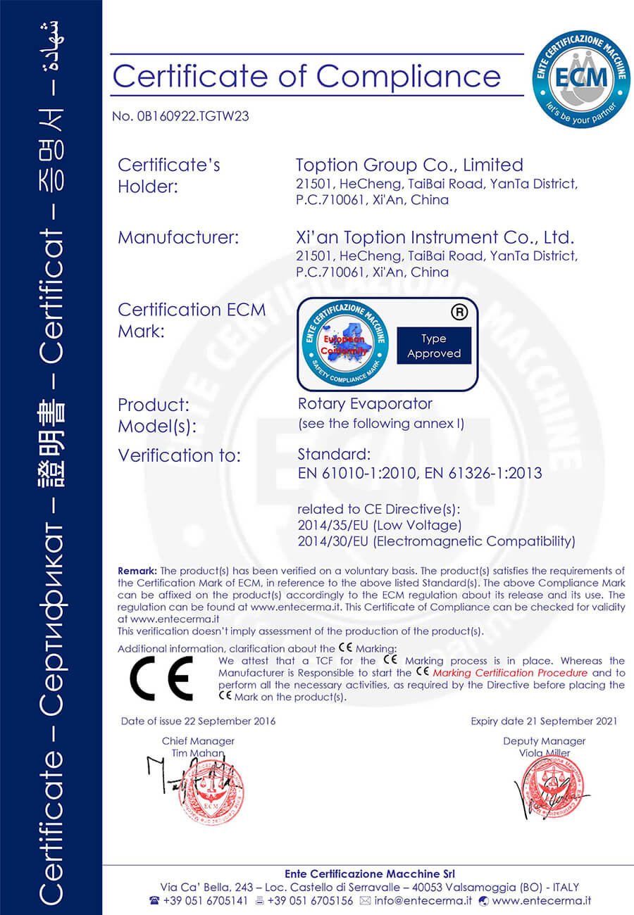 rotary evaporator ce certification
