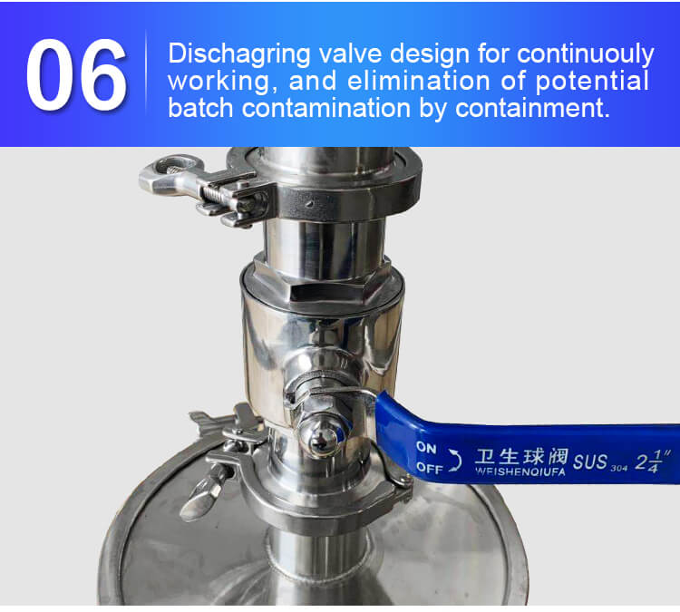 50L filtration apparatus discharge valve