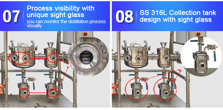 sight glass design of molecular distillation