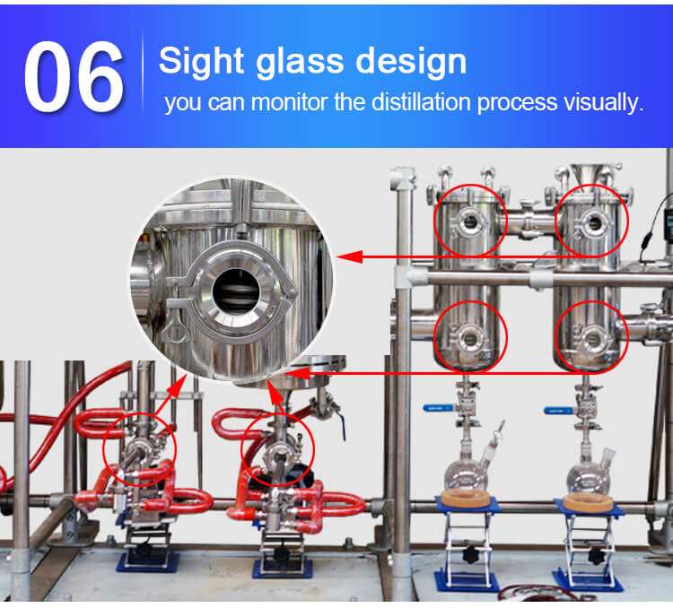 sight glass design of distillate machine