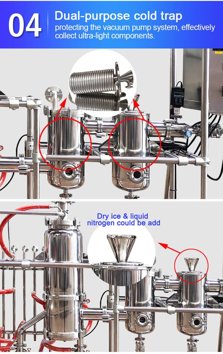 short path molecular distillation cold trap