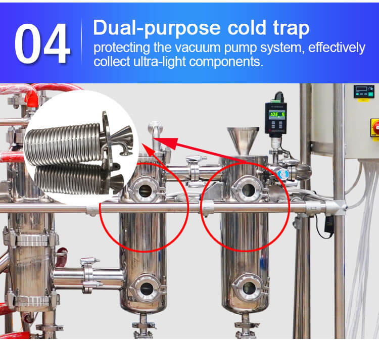 multi stage molecular distillation cold trap